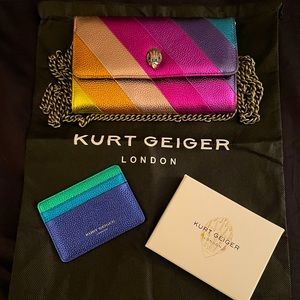 Kurt Geiger Wallet on Chain & Card Holder Rainbow Metallic EUC/GUC